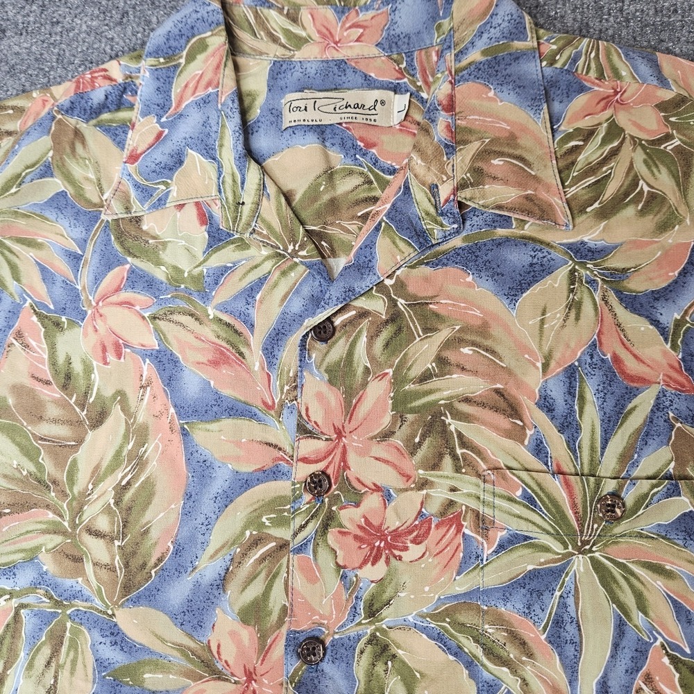 Tori‎ Richard Mens Hawaiian Aloha Shirt Size Large Tropical Leaves